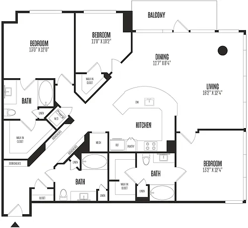 Floor plan 3 Bed/3 Bath-3B3