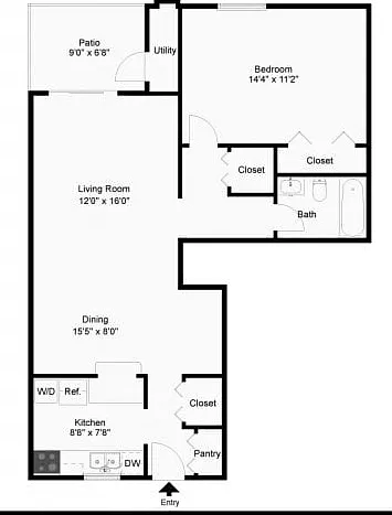 One bedroom floor plan One bedroom floor plan