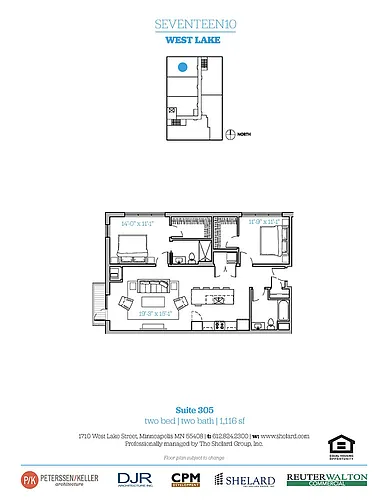 Floor plan Unit 305 - Northwest View