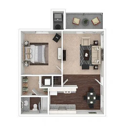 Floor plan One Bedroom One Bath with W/D