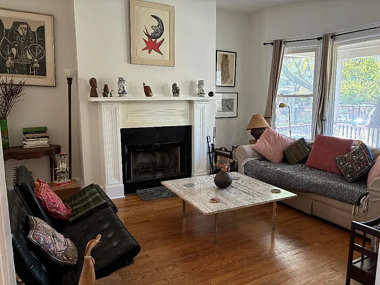 view of fireplace in LR, looking SW