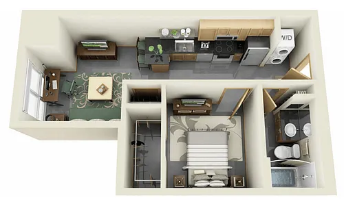 Floor plan 1 Bedroom G