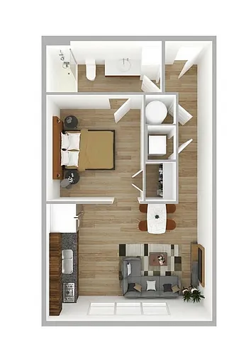 Floor plan 1X1 (S-1; Type B)
