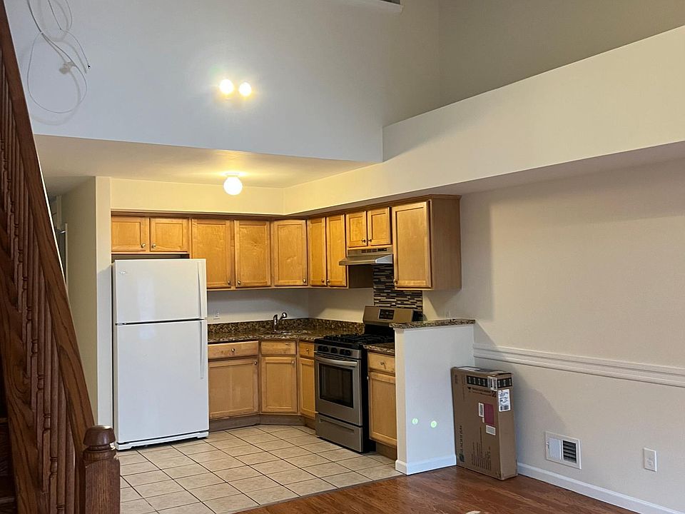 View from living room into kitchen