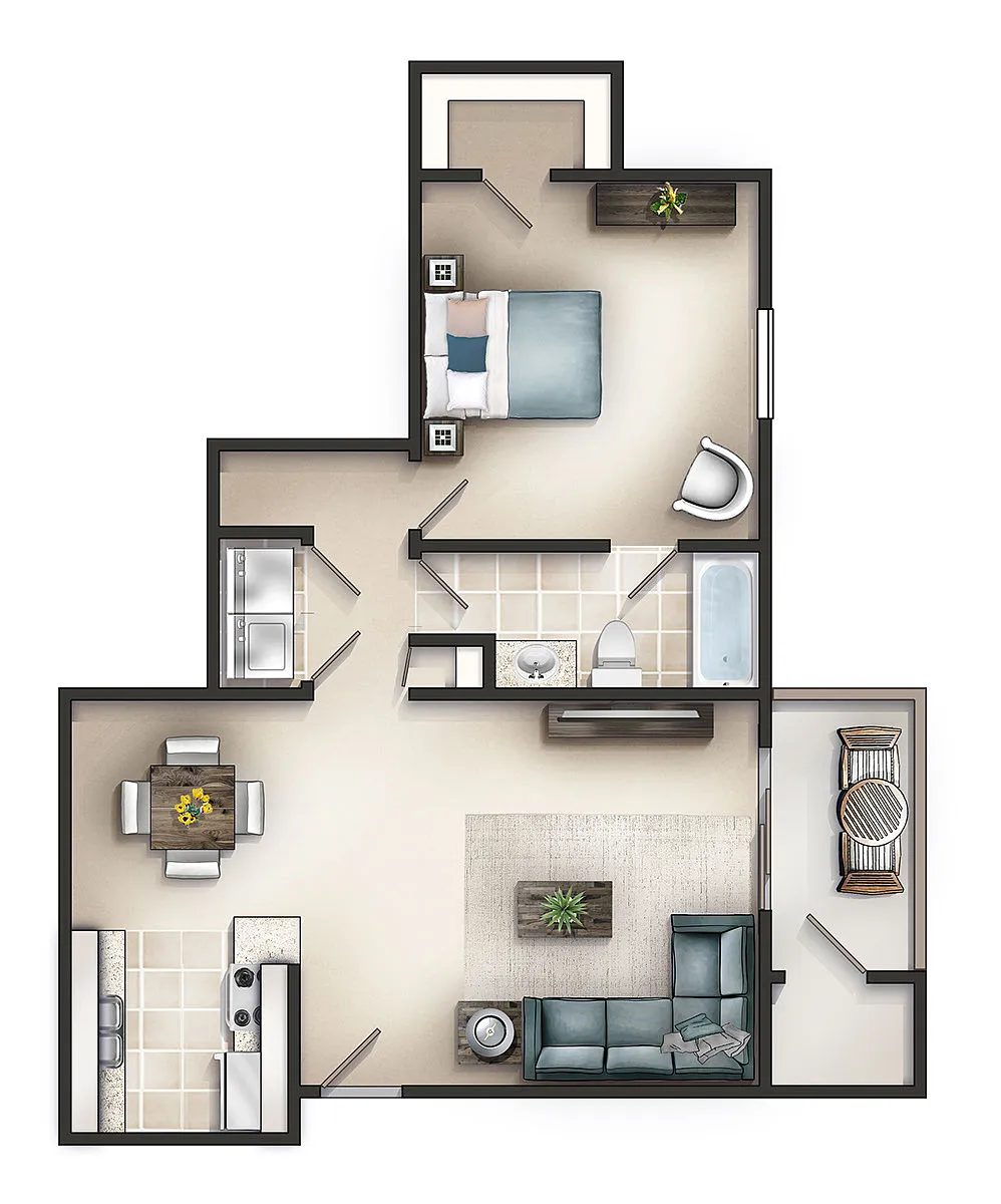 Floor plan 1 X 1 B