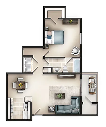 Floor plan 1 X 1 B