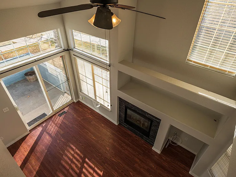 Looking down to living room from upstairs opening