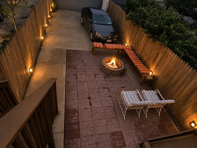 Backyard with parking for up to 3 cars