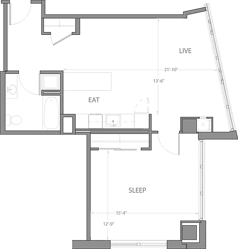 Floor plan 1 Bedroom L