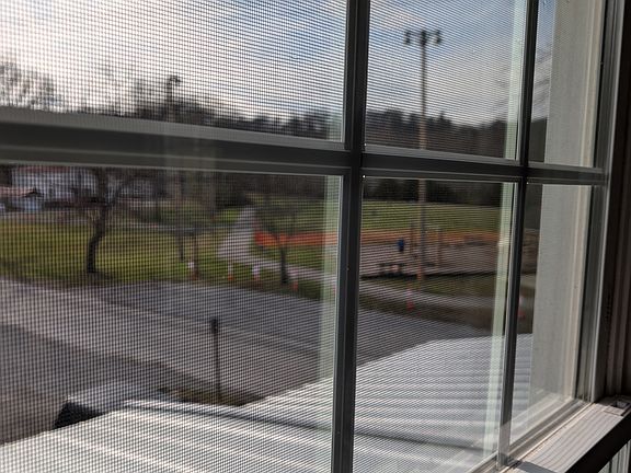 Livingroom window overlooking the Park and Playground