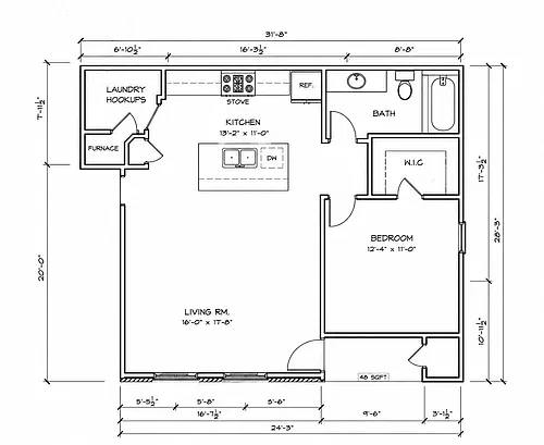 Floor plan 1BR/ 1 BA