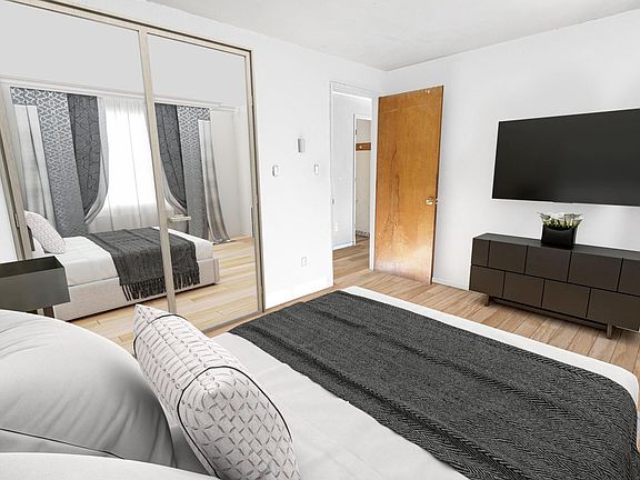 Large Bright Bedroom with Big Windows.