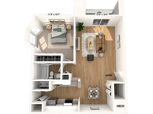 Floor plan A3-770sf-Renovated