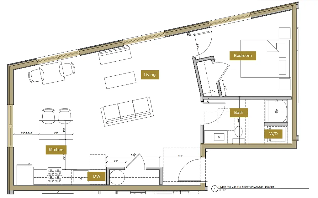 Floor plan 1 Bedroom Floor Plan G | Lofts North