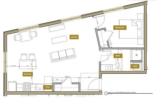 Floor plan 1 Bedroom Floor Plan G | Lofts North