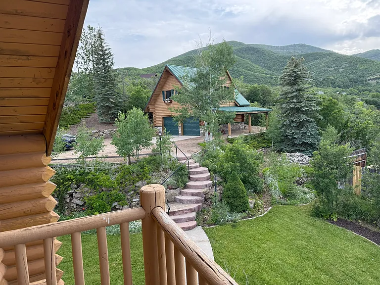 View from west top-floor balcony, looking toward garage