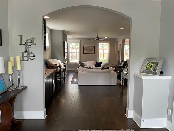 View after walking in the front door. Coat closet on the right (not pictured), half bath on right. Large foyer.