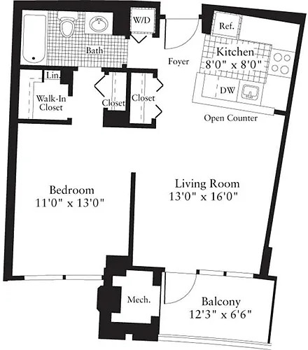 Floor plan 1 Bedroom C