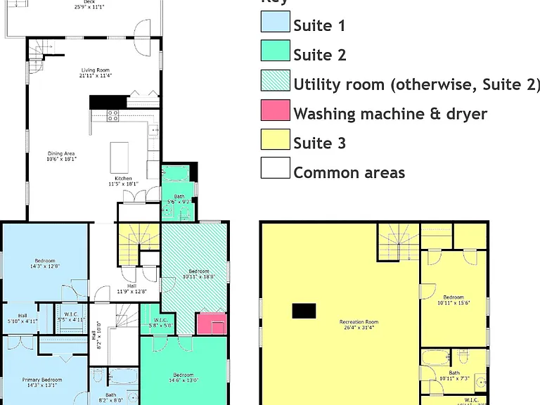 Suite is the YELLOW area