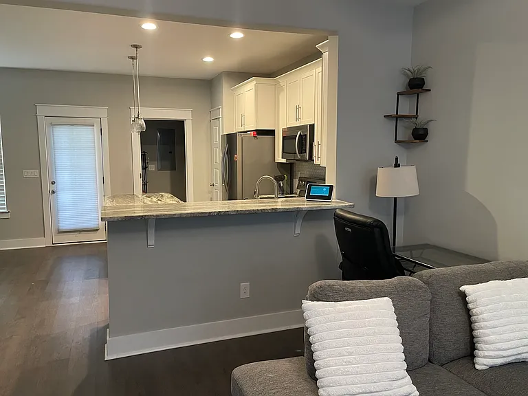 View of kitchen from living room