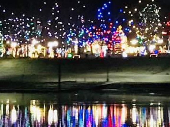Christmas lights across river Gallipolis Park View