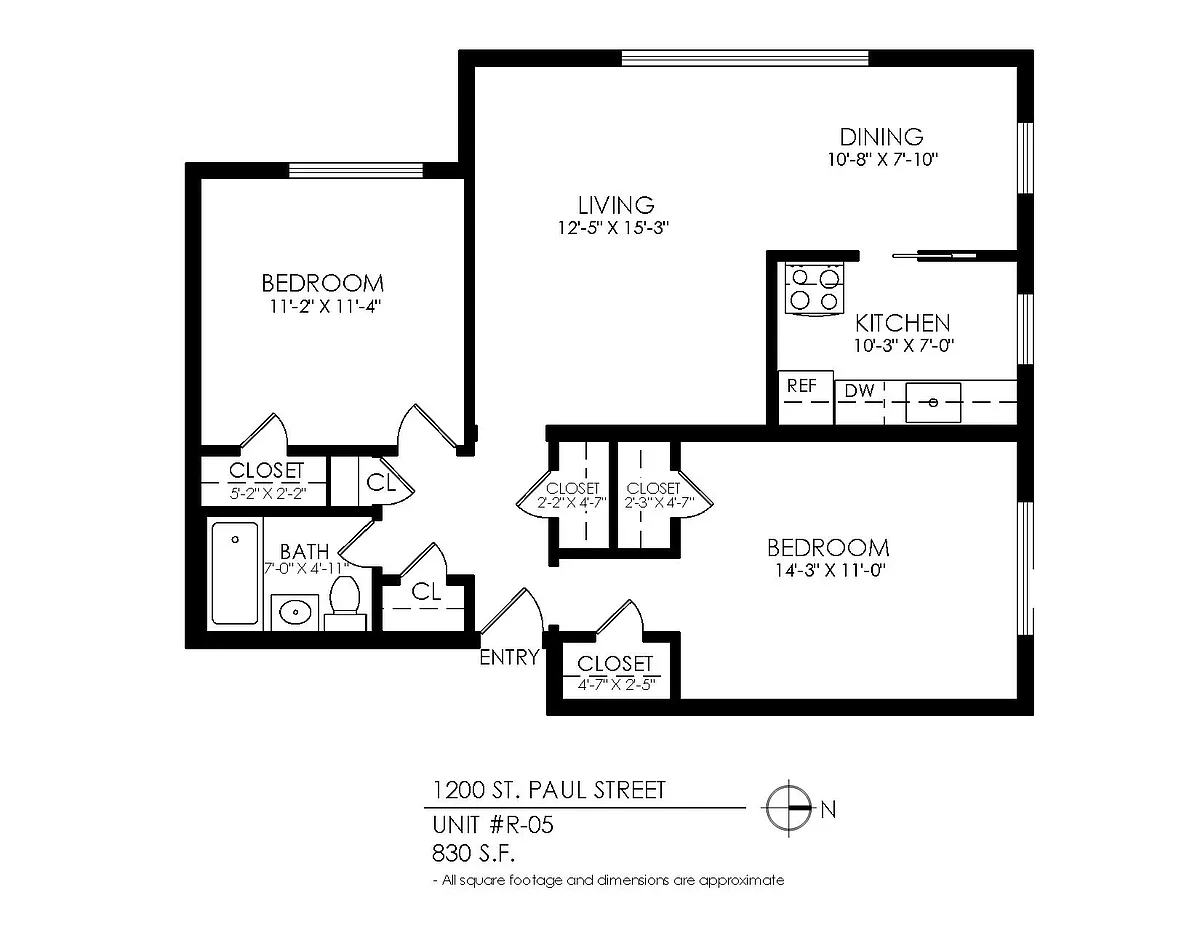 Floor plan 2 Bedroom x 1 Bathroom