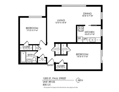 Floor plan 2 Bedroom x 1 Bathroom