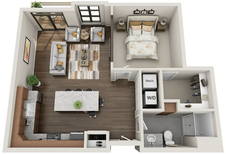 Floor plan 206 306 1BR 1BA Floorplan 1A