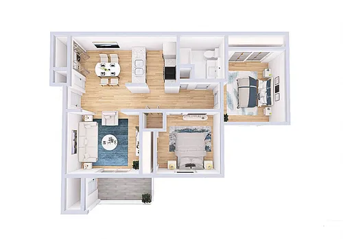 Floor plan 2 Bedroom, 1 Bathroom - 777 Sq. Ft.