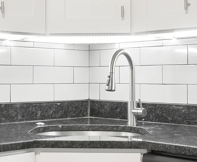 Gooseneck Faucet with Garage Disposal Air Switch Button