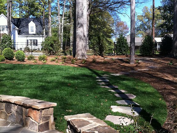 back yard w/ fireplace