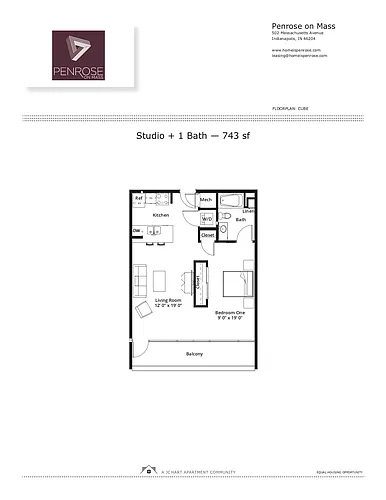 Floor plan Studio E Mass Ave Curtain Wall (tub/split/lrg balc