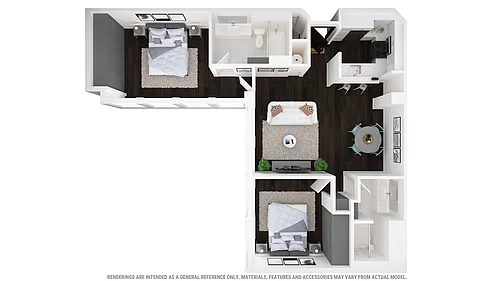 Floor plan 2 BD 2 BA - D
