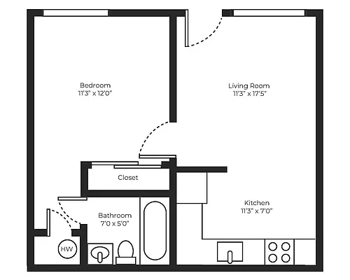 Floor plan 1x1 First Floor