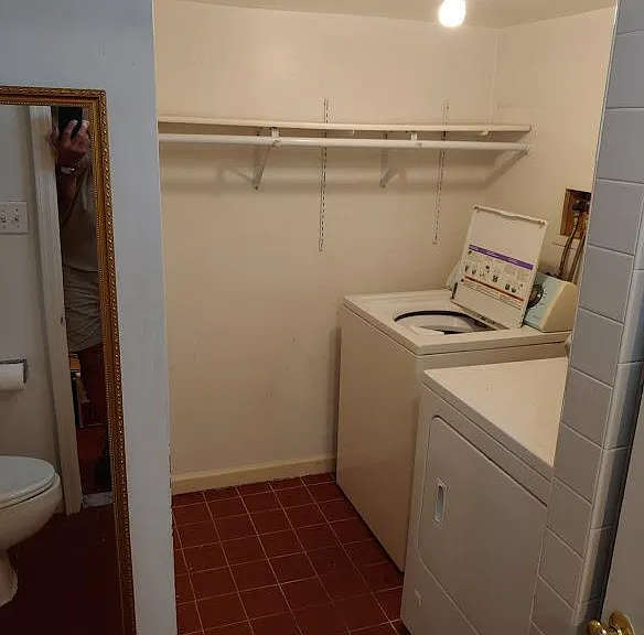 Ground Floor full bathroom with laundry hookups. Washer and dryer not provided.
