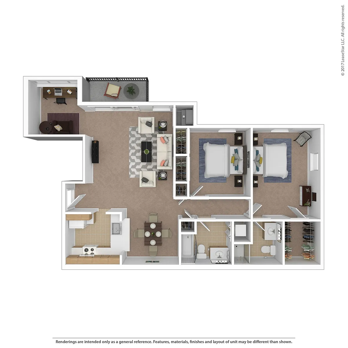 Floor plan Traditional 2 Bedroom with Den
