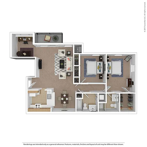 Floor plan Traditional 2 Bedroom with Den