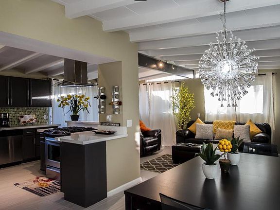 Modern remodeled open kitchen and dining area. Perfect for e