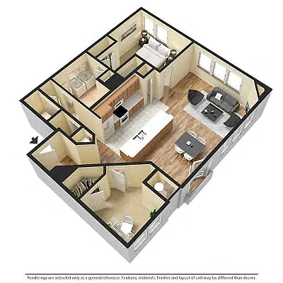 Floor plan 1 bedroom 1 bath Den, 1149 sq ft