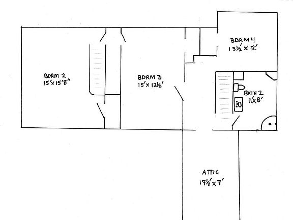 Hand drawn 2nd floor plan