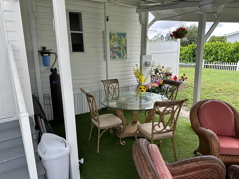 Open outdoor covered dining area for the family