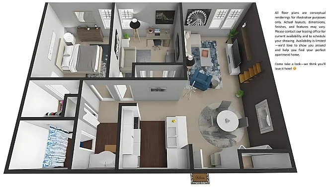 Floor plan Two Bedroom Apartments
