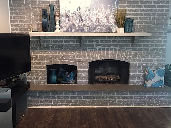 Large gas log fireplace