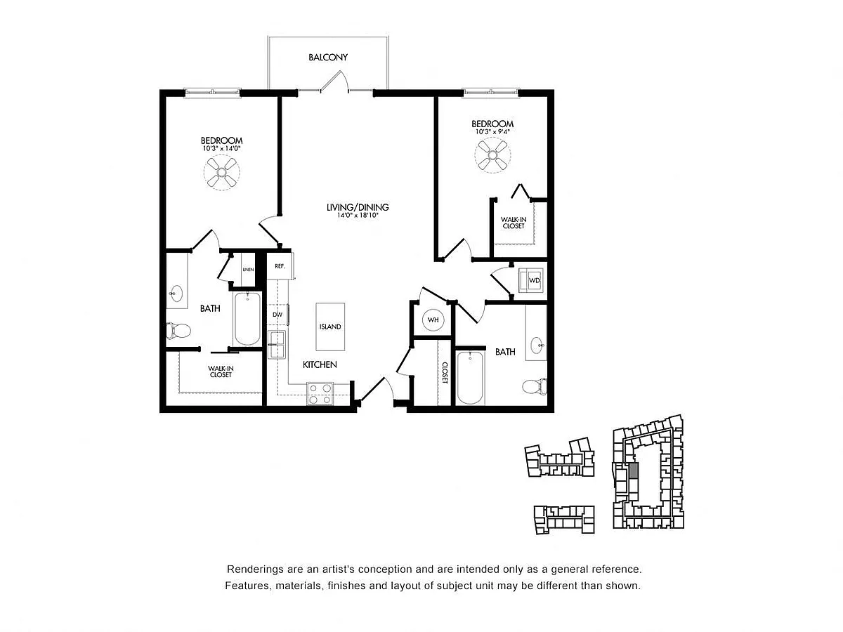 Floor plan 2E w/ Balcony