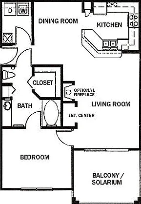 Plantation Park - The Dilworth W/Solarium - 1 Beds - 1 Baths - 956 Sq. ft.