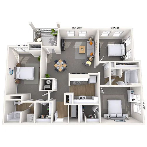 Floor plan Traditional 3x2 1423 SF