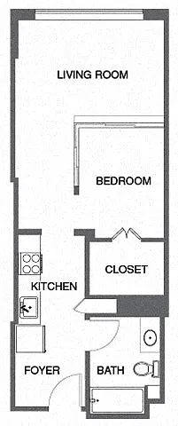 Floor plan Jr. 1 Bed, 1 Bath