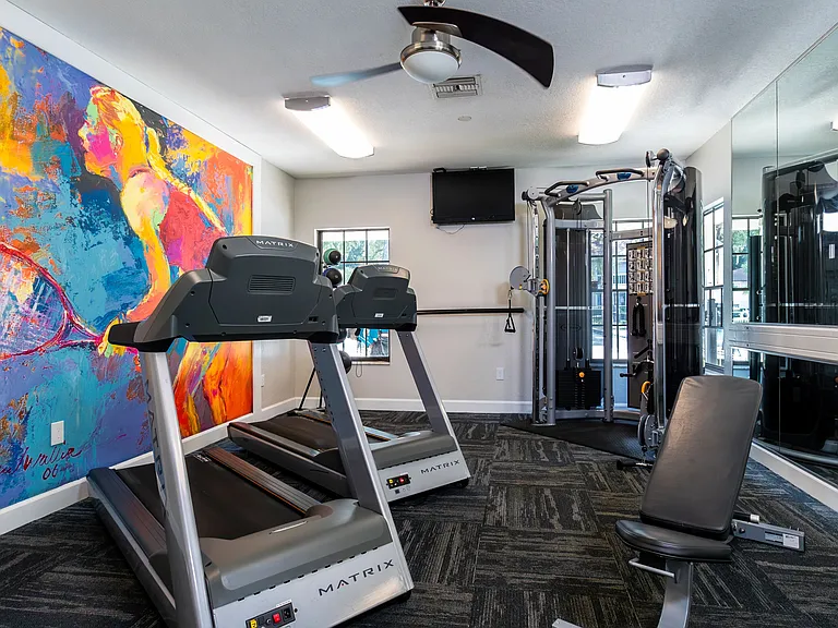 Our brightly lit, fully equipped fitness center inspires you to embark on your fitness journey.