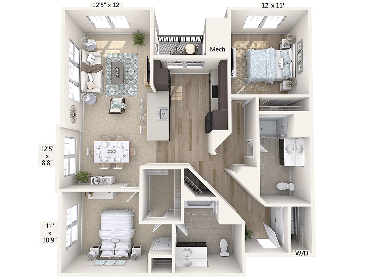 Floor plan B4-HP-1289sf-Black-2