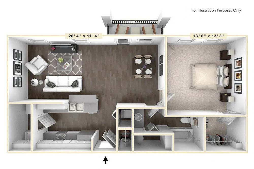 Floor plan The Domaine 1 BR 1 BA